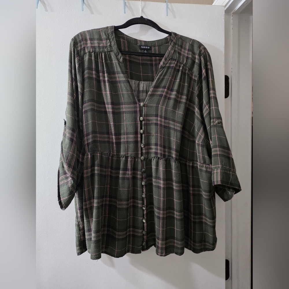 Torrid Green Plaid Women's Top